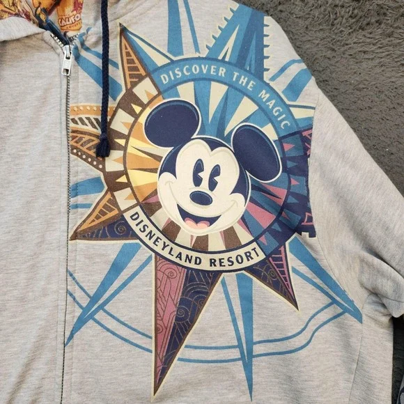 Disneyland Resort Hoodie Mens XL Mickey Mouse Zip Up Sweatshirt Jacket Pullover - Picture 2 of 8